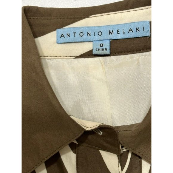 Antonio Melani Olive & White Zebra Animal Print Dress Short Sleeve Knee Length 0 - Picture 3 of 6